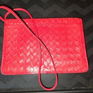 9 West Red Shoulder Bag with Gold clasps magnetic closure